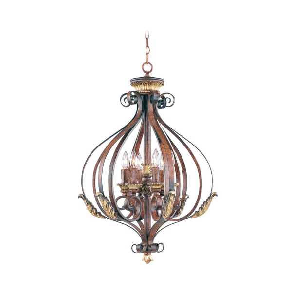 Livex Lighting Villa Verona 6 Light Verona Bronze with Aged Gold Leaf Accents Foyer 8557-63 - main