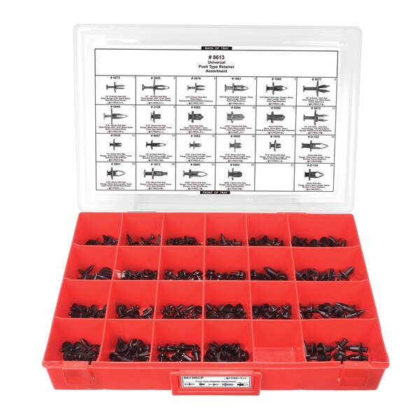 Disco Blk Nyln Push Ret Assort 24 Hole Red Tray W/Clr Lid 8613RCP - main