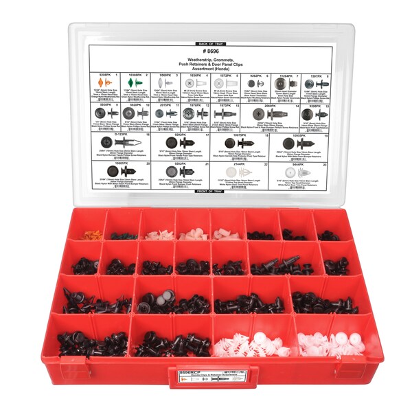 Disco Honda Push Ret Assrtmnt Adj Red Tray W/Clr Lid 8696RCP - main