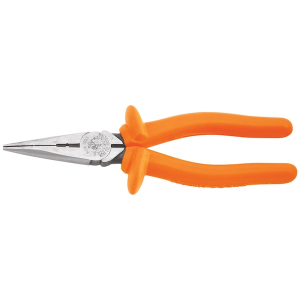 Klein Tools 8 7/8 in D203 Needle Nose Plier, Side Cutter Cushion Grip Handle D203-8N-INS