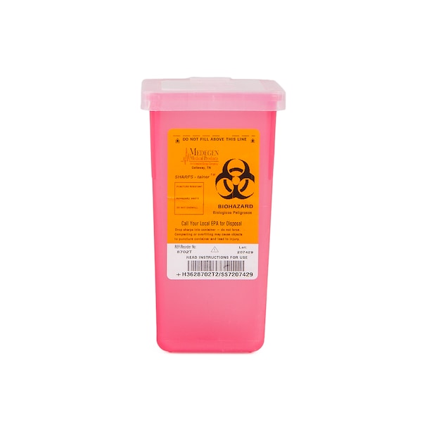 Medegen Medical Products Sharps Cntainer, 1 qt., Trnslucnt Red, PK72 8702T - main