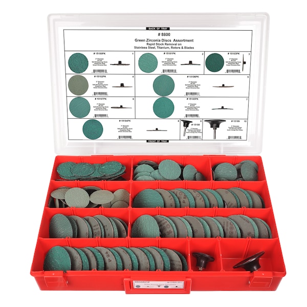 Disco Grn Zirconia Discs Assort Adj Red Tray W/Clr Lid 8800RCP - main