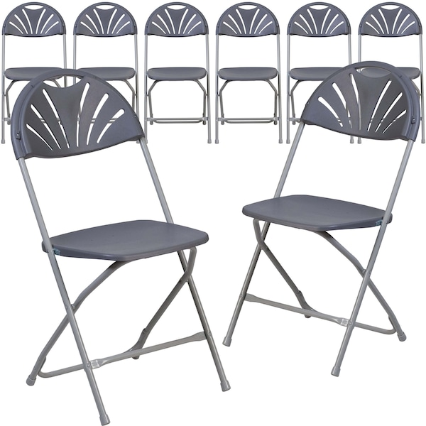 Flash Furniture Charcoal Plastic Folding Chair, PK8 8-LE-L-4-CH-GG - main