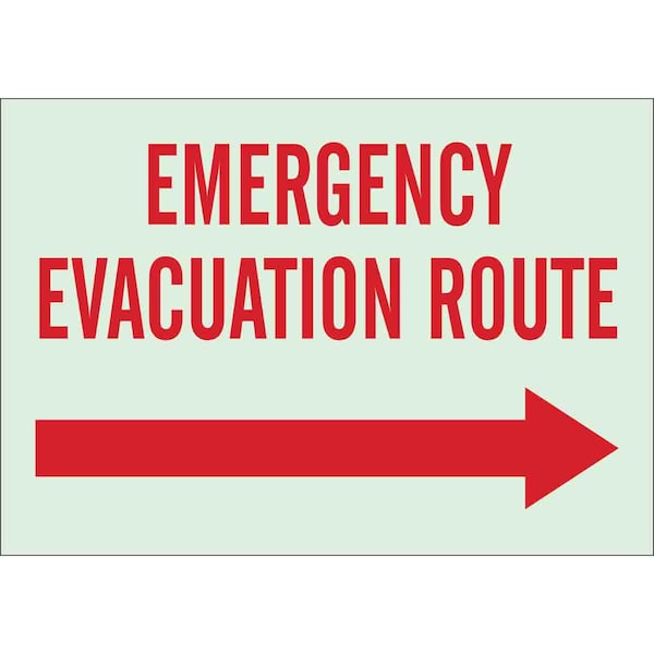 Brady Exit Sign, Plastic, 10" W, 7" H, Emergency Evacuation Route, White 90950 - main