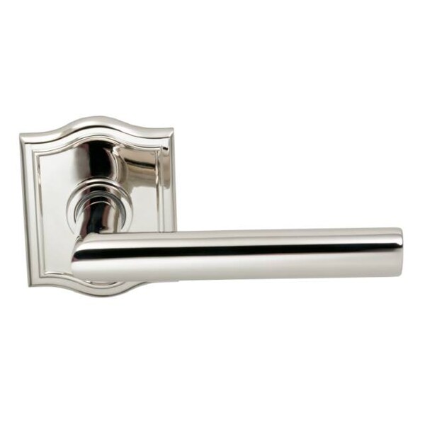 Omnia Lever Arched Rose Pass Lever 2-3/8" BS T Strike Bright Nickel 912 912AR/238T.PA14