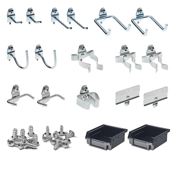 Triton Products 18 pc. Pegboard Hook & Bin Assortment for 1/8 In. and 1/4 In. Pegboard (16 Asst Hooks & 2 Bins) 918 - main