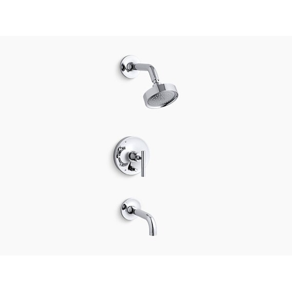 Kohler Purist(R) Rite-Temp(R) Pressure-Balancing Bath And Shower Faucet Trim With Push-Button Diverter, 7-3/4" Spout And Lever Handle, Valve Not Included T14421-4-CP - main