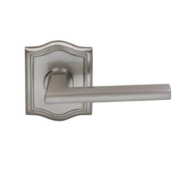 Omnia Arched Rose Privacy Lever 2-3/4" Backset, T Strike Satin Nickel 925 925AR/234T.PR15