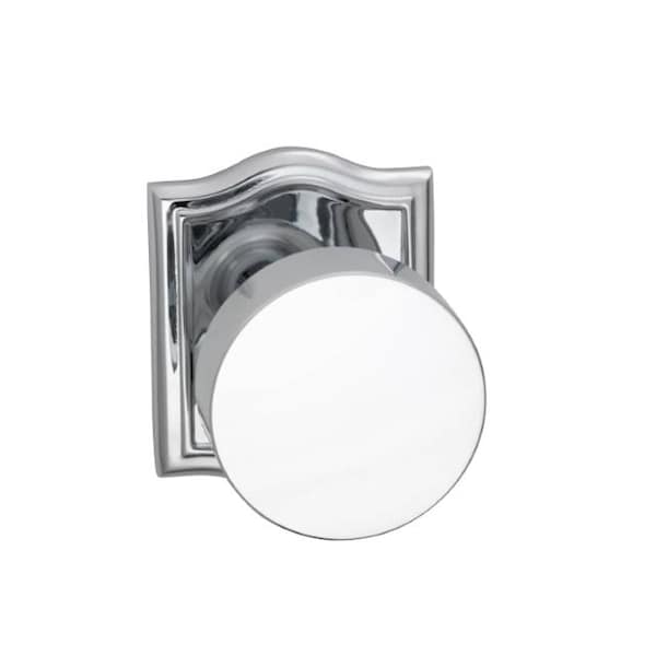 Omnia Arched Rose Passage Knob 2-3/8" Backset, T Strike Bright Chrome 935 935AR/238T.PA26