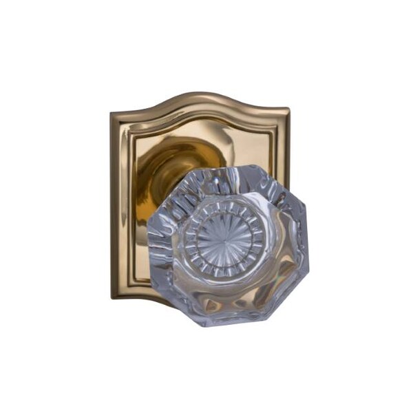 Omnia Arched Rose Privacy Knob 2-3/8" Backset, T Strike Bright Brass 955 955AR/238T.PR3 - main