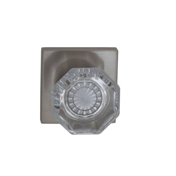 Omnia Square Rose Privacy Knob 2-3/8" Backset, T Strike Satin Nickel 955 955SQ/238T.PR15 - main