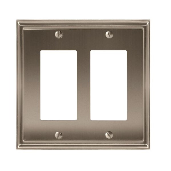 Amerock Mulholland 2 Rocker Wall Plates, Number of Gangs: 2 Zinc, Satin Nickel Finish BP36519G10 - main