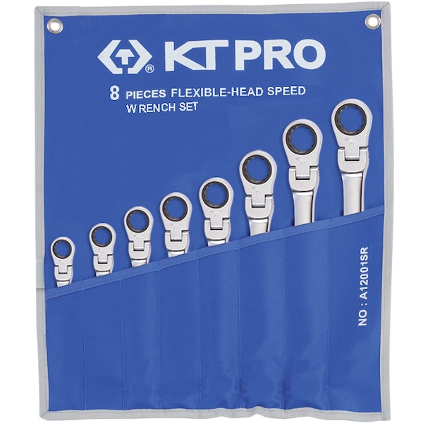 Kt Pro Tools Flexhead Wrench Set, SAE 8 Piece A12001SR | Zoro