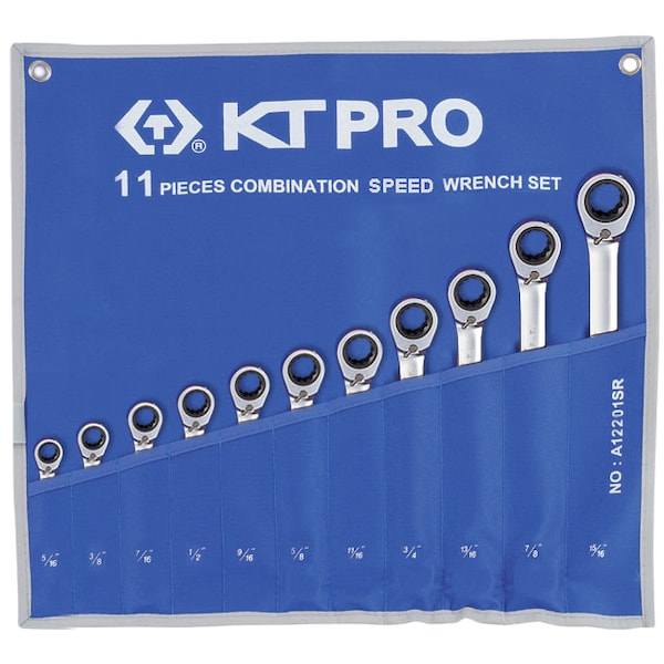 Kt Pro Tools Combination Speed Wrench Set, SAE 11 Piece A12201SR