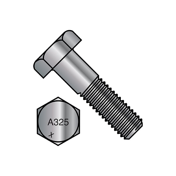 Zoro Select Grade A325, 3/4-10 x 5 in Structural Bolt, Hot Dipped Galvanized Steel, 5 in L, 50 PK 7580A325-1G