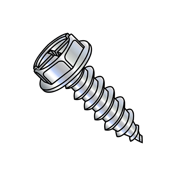 Zoro Select Self-Drilling Screw, #10-16 x 3/4 in, Zinc Plated Steel Flange Hex Head External Hex Drive, 6000 PK 1012ABCW - main