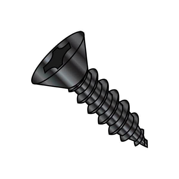 Zoro Select Concrete Screw, #8-18 Dia., Flat, 1 1/2 in L, Steel Black Zinc, 4000 PK 0824ABPFBZ - main