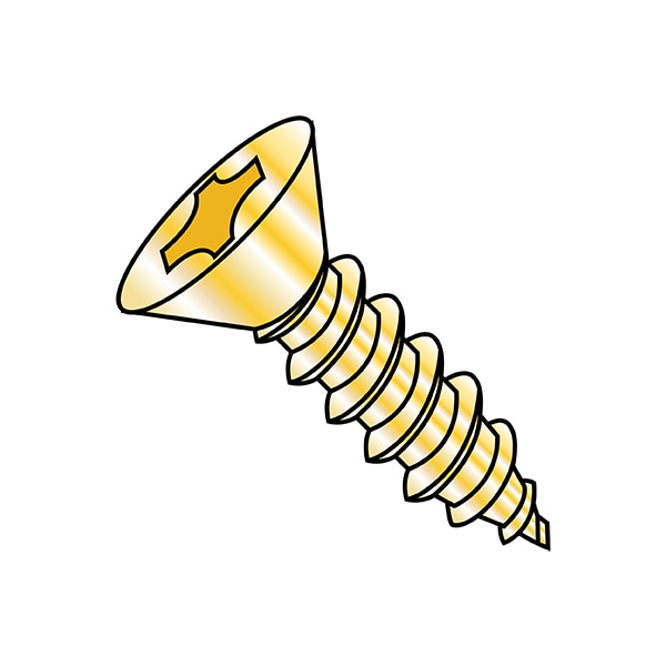 Zoro Select Concrete Screw, #10-16 Dia., Flat, 1 in L, Steel Yellow Zinc, 6000 PK 1016ABPFY - main