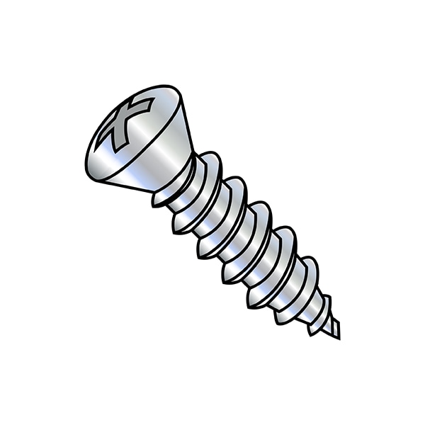 Zoro Select Self-Drilling Screw, #10-16 x 1 in, Zinc Plated Steel Oval Head Phillips Drive, 5000 PK 1016ABPO6 - main