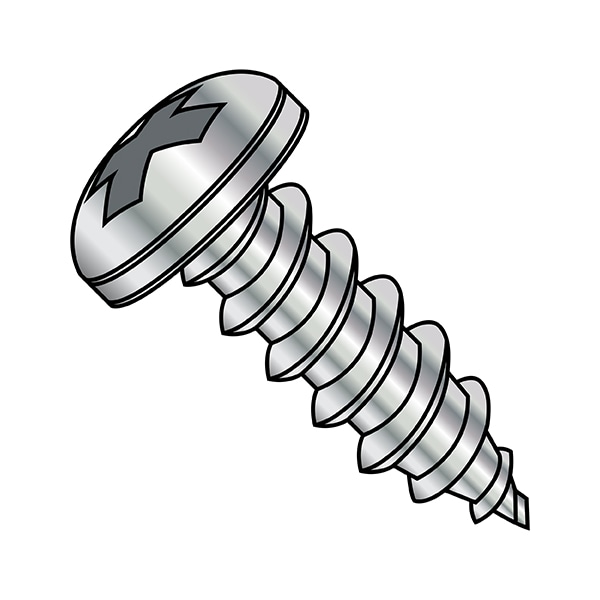 Zoro Select Sheet Metal Screw, #8 x 1/2 in, Nickel Plated Stainless Steel Pan Head Phillips Drive, 10000 PK 0808ABPPNP - main