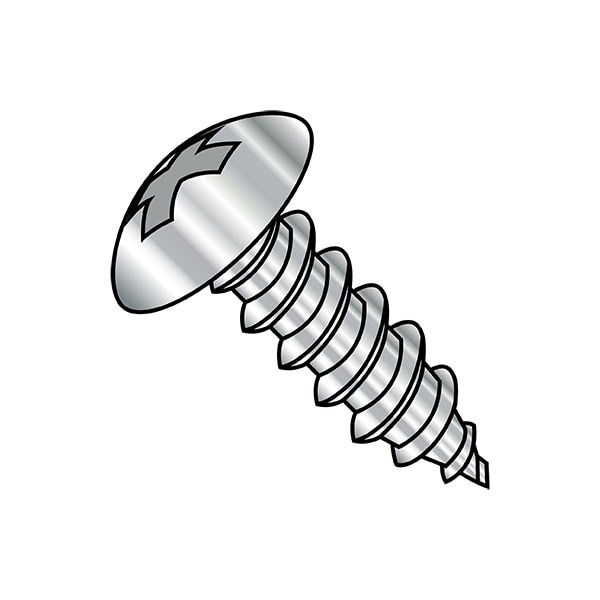 Zoro Select Sheet Metal Screw, #8-18 x 1/2 in, Chrome Plated Stainless Steel Truss Head Phillips Drive, 7000 PK 0808ABPTC - main