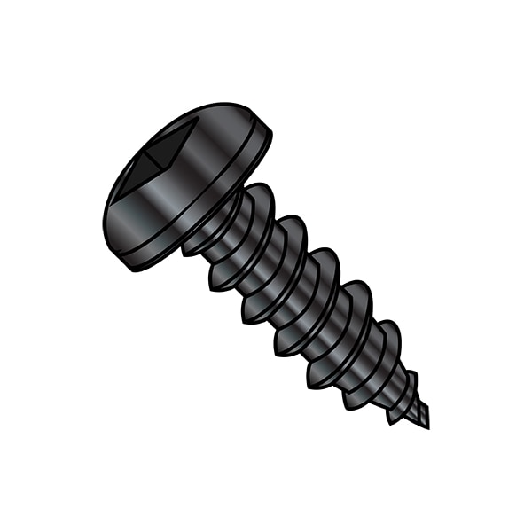 Zoro Select Thread Forming Screw, #10-16 x 1/2 in, Black Oxide and Oil Stainless Steel Pan Head Square Drive 1008ABQPB - main