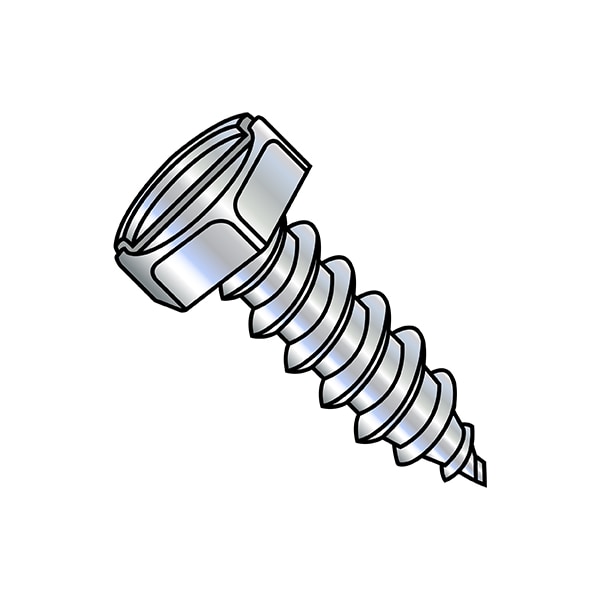 Zoro Select Self-Drilling Screw, 1/4"-14 x 1/2 in, Zinc Plated Steel Flange Hex Head External Hex Drive 1408ABSH - main