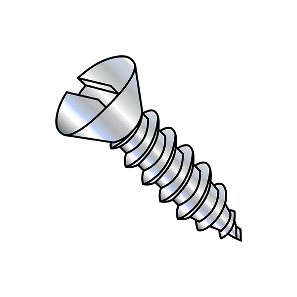 Zoro Select Self-Drilling Screw, #8-18 x 1 in, Zinc Plated Steel Oval Head Slotted Drive, 7000 PK 0816ABSO - main