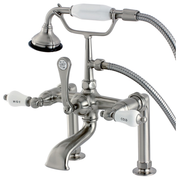 Kingston Brass Deck-Mount Clawfoot Tub Faucet, Brushed Nickel, Deck Mount AE107T8 - main