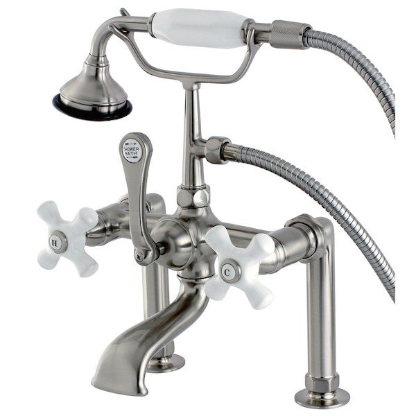 Kingston Brass Deck-Mount Clawfoot Tub Faucet, Brushed Nickel, Deck Mount AE111T8 - main