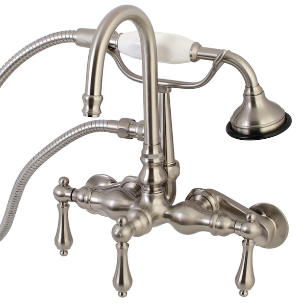 Kingston Brass Wall-Mount Clawfoot Tub Faucet, Brushed Nickel, Tub Wall Mount AE301T8 - main