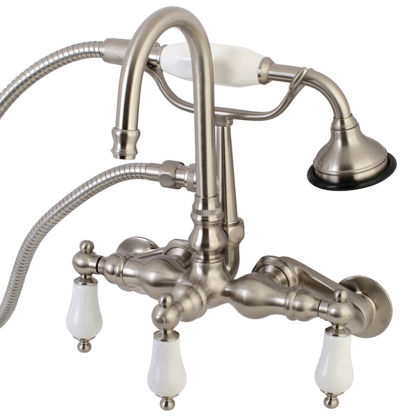 Kingston Brass Wall-Mount Clawfoot Tub Faucet, Brushed Nickel, Tub Wall Mount AE305T8 - main