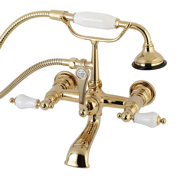 Kingston Brass Wall-Mount Clawfoot Tub Faucet, Polished Brass, Tub Wall Mount AE553T2 - main