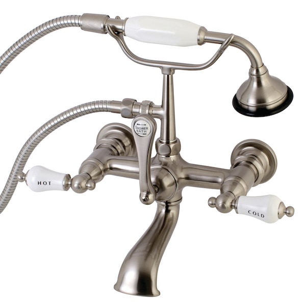 Kingston Brass Wall-Mount Clawfoot Tub Faucet, Brushed Nickel, Tub Wall Mount AE555T8 - main