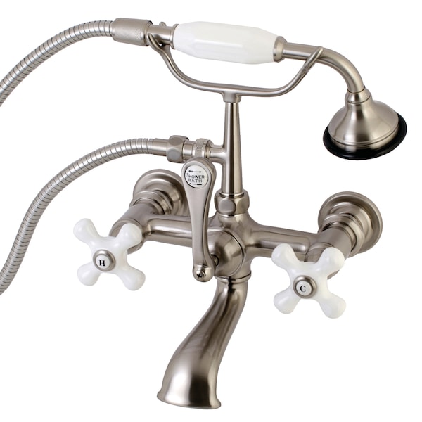Kingston Brass Wall-Mount Clawfoot Tub Faucet, Brushed Nickel, Tub Wall Mount AE559T8 - main