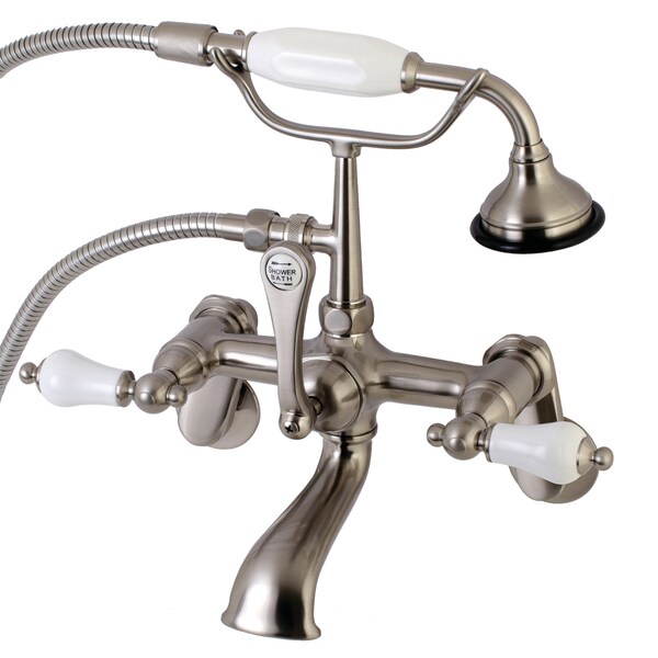 Kingston Brass Wall-Mount Clawfoot Tub Faucet, Brushed Nickel, Tub Wall Mount AE55T8 - main