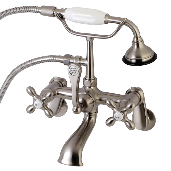 Kingston Brass Wall-Mount Clawfoot Tub Faucet, Brushed Nickel, Tub Wall Mount AE57T8 - main