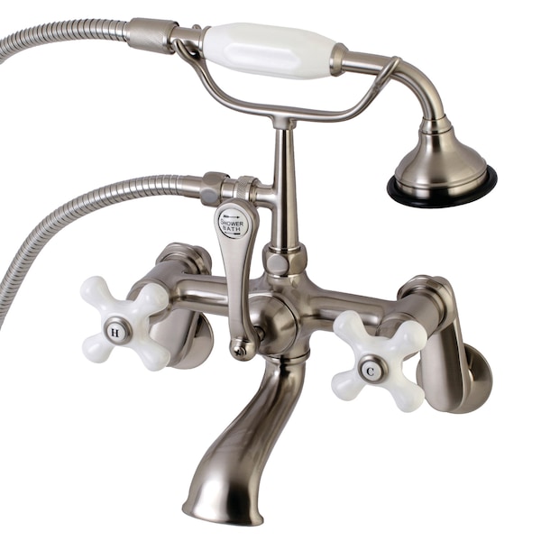 Kingston Brass Wall-Mount Clawfoot Tub Faucet, Brushed Nickel, Tub Wall Mount AE59T8 - main