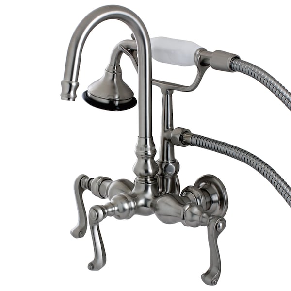 Kingston Brass Wall-Mount Clawfoot Tub Faucet, Brushed Nickel, Tub Wall Mount AE7T8FL - main