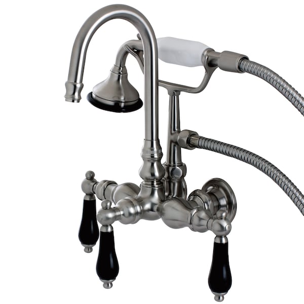 Kingston Brass Wall-Mount Clawfoot Tub Faucet, Brushed Nickel, Tub Wall Mount AE7T8PKL - main