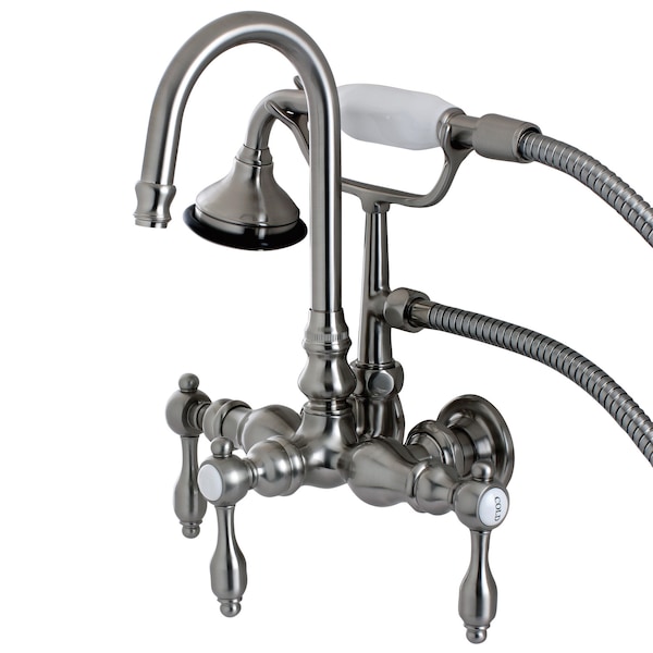 Kingston Brass Wall-Mount Clawfoot Tub Faucet, Brushed Nickel, Tub Wall Mount AE7T8TAL - main
