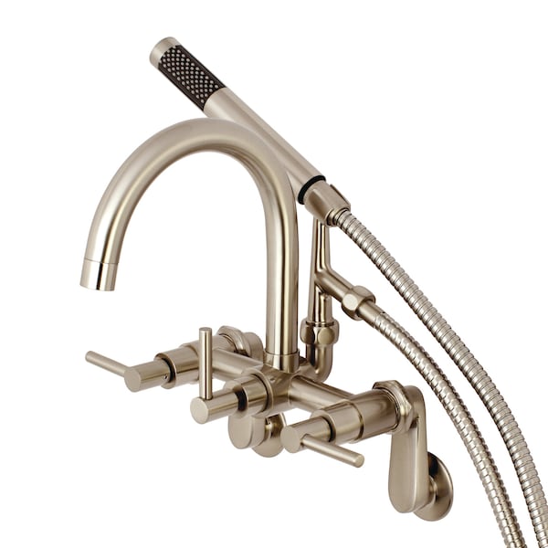 Kingston Brass Wall-Mount Clawfoot Tub Faucet, Brushed Nickel, Tub Wall Mount AE8158DL - main