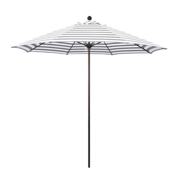 California Umbrella Patio Umbrella, Octagon, 103" H, Olefin Fabric, Gray White Cabana Stripe 194061006863 - main