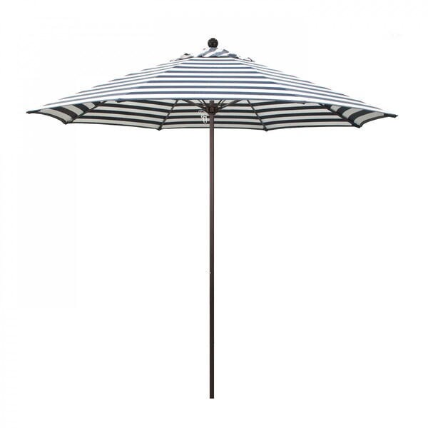 California Umbrella Patio Umbrella, Octagon, 103" H, Olefin Fabric, Navy White Cabana Stripe 194061006870 - main
