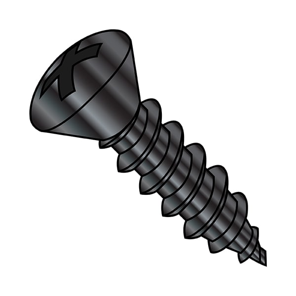 Zoro Select Sheet Metal Screw, #6-18 x 1/2 in, Black Oxide Steel Oval Head Phillips Drive, 10000 PK 0608APOB - main