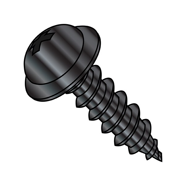 Zoro Select Sheet Metal Screw, #8 x 1 in, Zinc Black Steel Round Head Phillips Drive, 4000 PK 0816APRWBZ - main