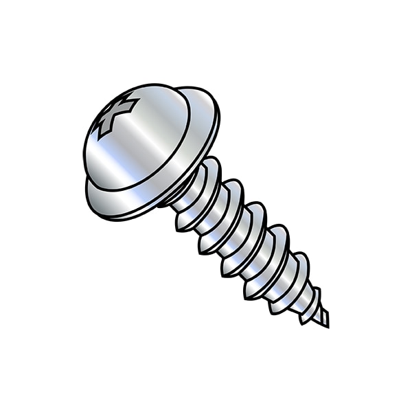 Zoro Select Self-Drilling Screw, #8-15 x 2 in, Zinc Plated Steel Flange Round Head Phillips Drive, 2000 PK 0832APRW - main