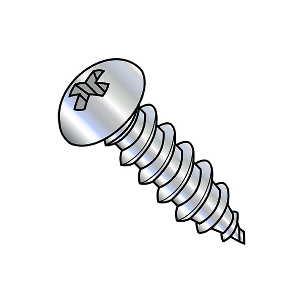 Zoro Select Concrete Screw, #10-12 Dia., Round, 1 in L, Steel Zinc Plated, 5000 PK 1016APR - main