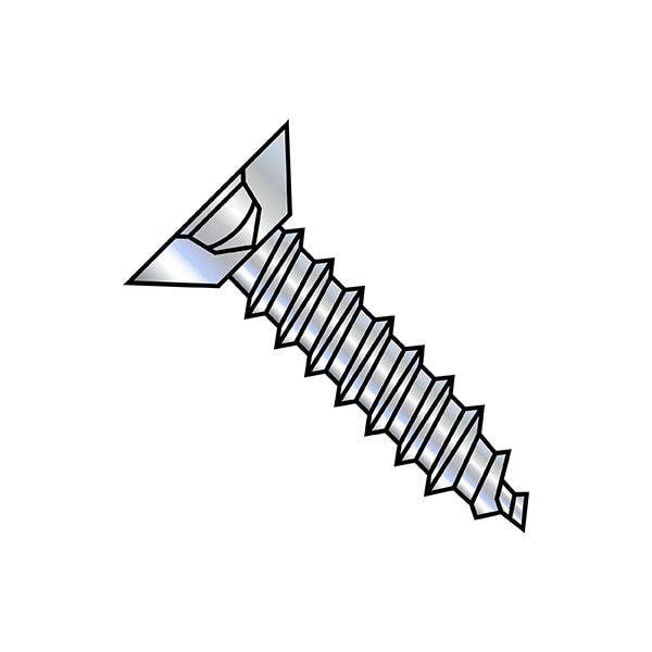 Zoro Select Sheet Metal Screw, #8-15 x 1/2 in, Zinc Plated Steel Flat Head Square Drive, 10000 PK 0808AQU - main