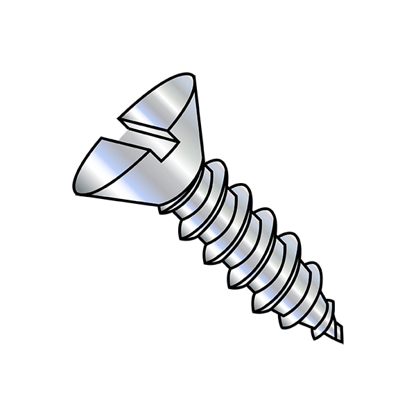 Zoro Select Self-Drilling Screw, #12-11 x 2 in, Zinc Plated Steel Flat Head Slotted Drive, 1500 PK 1232ASF - main